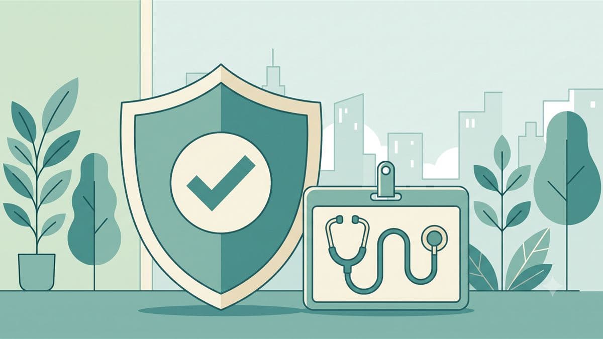 Ilustração de uma lupa sobre um documento digital, representando a verificação da autenticidade de um atestado médico online