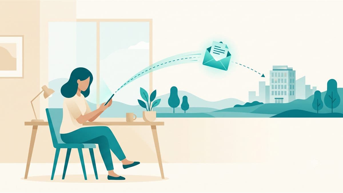 Ilustração de pessoa enviando atestado médico digital pelo celular para a empresa